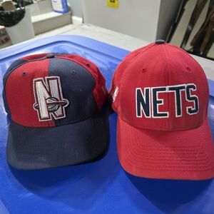 NETS New Era Red and Navy And NIKE RED NBA  Caps